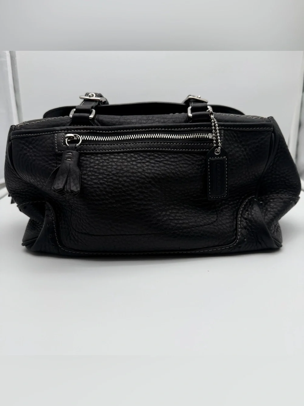 COACH Hampton Black Pebbled Leather Handbag Shoulder Bag Y2K Vintage